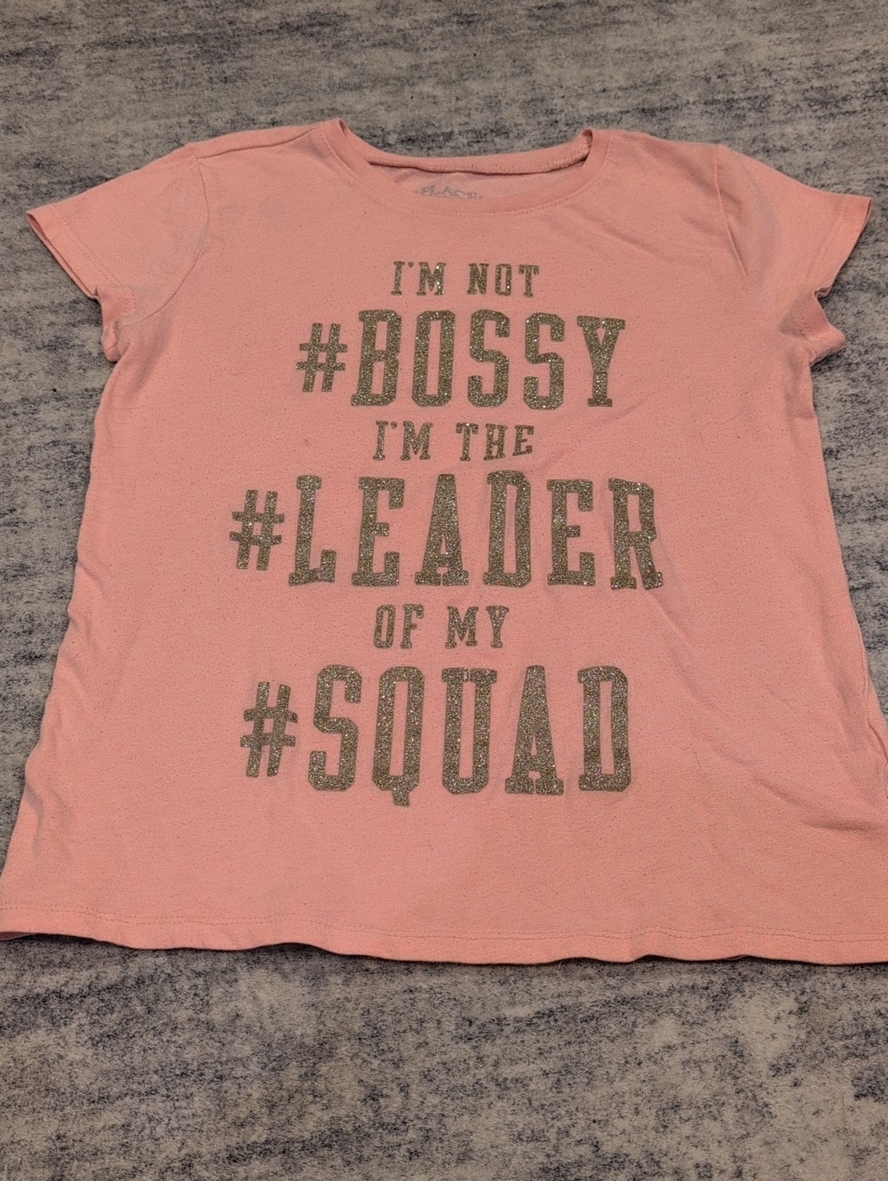 Place Pink Tee with Gold Glitter Slogan